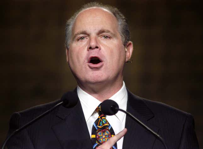 Image for article titled Rush Limbaugh, Evil Bigot, Isn&#39;t Long for This World