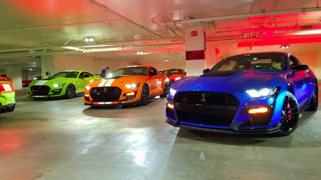 Image for article titled Ford Stuffed 20,000 HP Worth Of Ford Mustangs Into An Echoey LA Parking Garage And The Sound Was Unbelievable