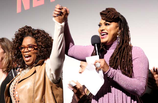 Oprah Winfrey and Ava DuVernay onstage during the World Premiere of Netflix’s “When They See Us” on May 20, 2019 in New York City.