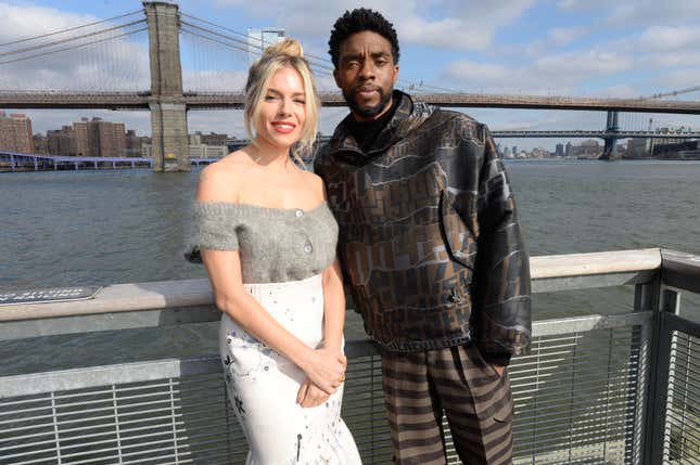 Image for article titled Chadwick Boseman Gave Sienna Miller Part of His Salary So She Could Receive Better Pay for 21 Bridges