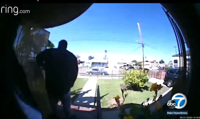 Image for article titled Doorbell Camera Footage Appears to Show LA Sheriff&#39;s Deputies Firing at Least 15 Shots at Black Man After He Dropped His Gun