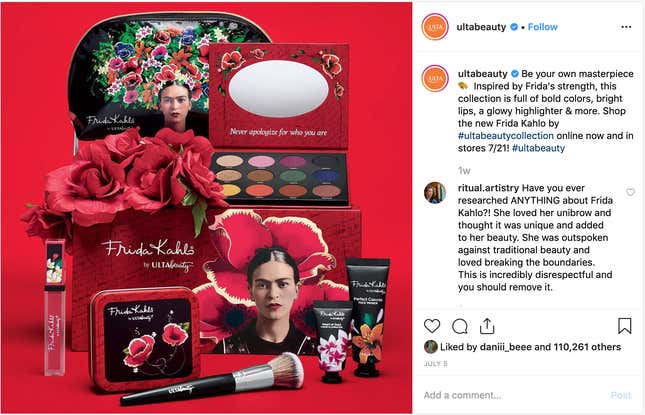 Image for article titled Seems Like Some Asshole Messed With Frida Kahlo&#39;s Face to Sell Makeup