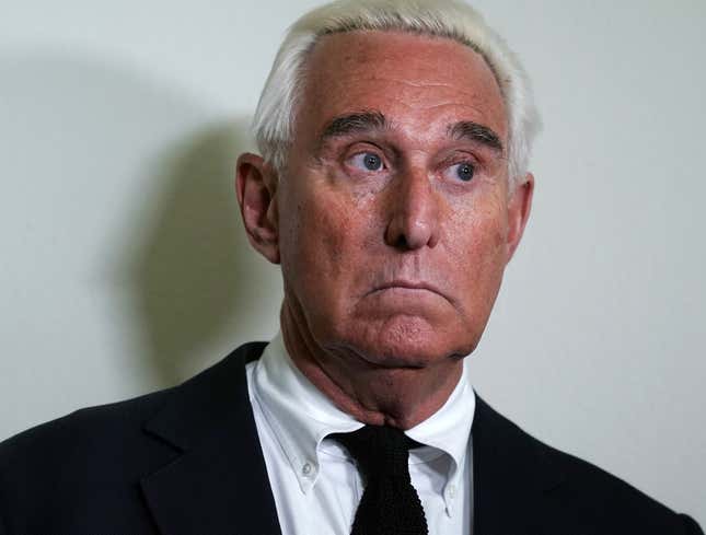 Image for article titled Judge Restricts Roger Stone’s Travel Between Fox News, InfoWars Studios While Released On Bond