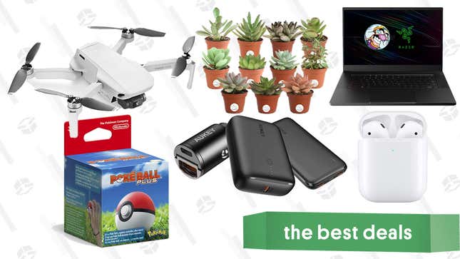 Image for article titled Wednesday&#39;s Best Deals: Amazon Prime Day, Apple AirPods, Razer Blade 15, DJI Mavic Mini Drone, Succulents 11-Pack, Aukey Chargers, and More