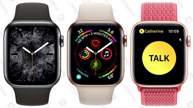 Apple Watch Series 4 40mm | $339 | Amazon | Multiple models on sale, with discount shown at checkout after coupon
Apple Watch Series 4 44mm | $369 | Amazon | Multiple models on sale, with discount shown at checkout after coupon
Apple Watch Series 4 GPS + Cellular Stainless Steel 40mm | $639 | Amazon
Apple Watch Series 4 GPS + Cellular Stainless Steel 44mm | $689 | Amazon