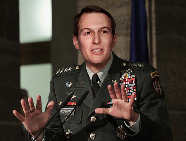Image for article titled Trump Administration Denies President Was Behind Jared Kushner’s Promotion To 4-Star General