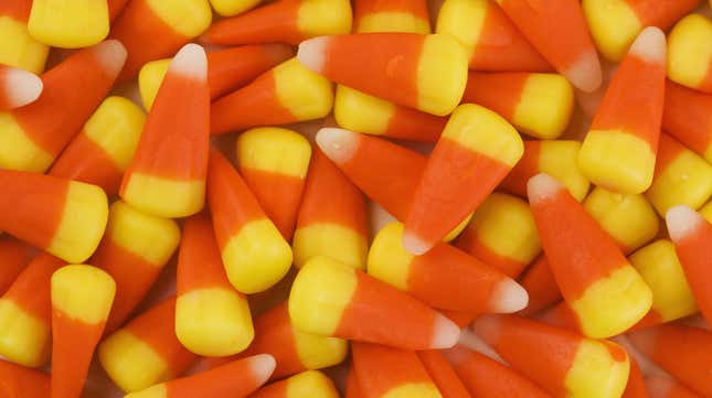 Pile of traditional orange and yellow candy corn
