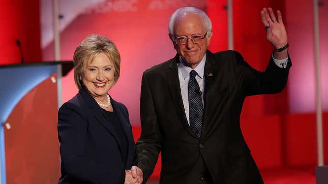 Image for article titled Hillary Says She&#39;d Back Bernie, After All