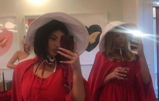 Image for article titled Of Course Kylie Jenner and Sofia Richie Dressed Up as Handmaids for an Influencer&#39;s Birthday Party