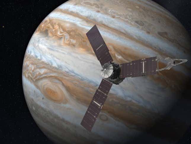 Image for article titled NASA Receives Info On Jupiter&#39;s Large Helium Deposits From Juno Probe&#39;s Squeaky, High-Pitched Transmission