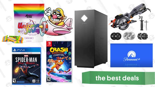 Image for article titled Monday&#39;s Best Deals: HP Omen 25L Gaming Desktop, Buy 2 Get 1 Free Video Games, Tacklife Circular Saw, Unicorn Jerky CBD, Paramount+ Free Trial, and More