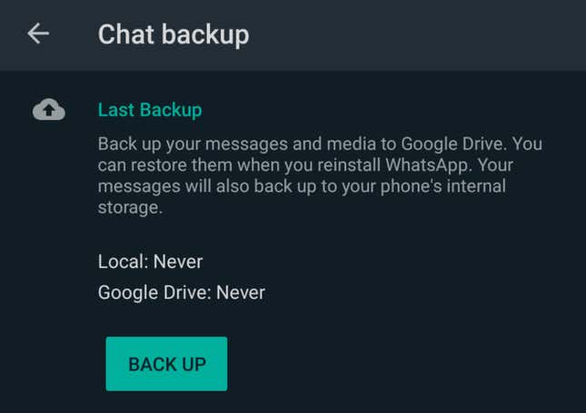 how to change chat backup from icloud to google drive