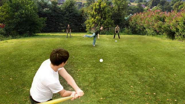 Image for article titled Slight Breeze A Major Factor In Wiffle Ball Game