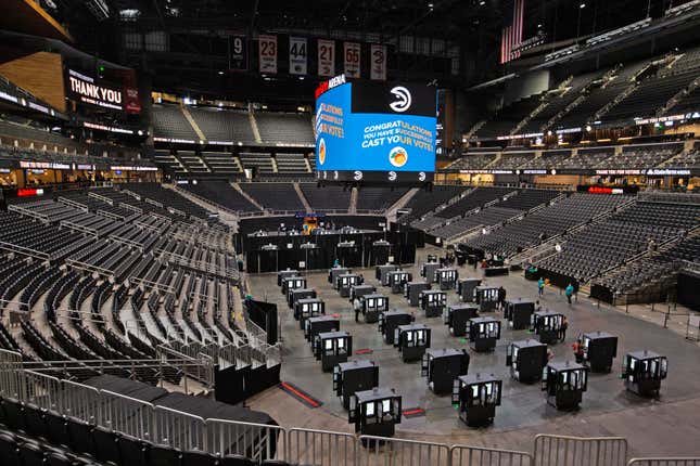 State Farm Arena in Atlanta sits ready and waiting for voters.