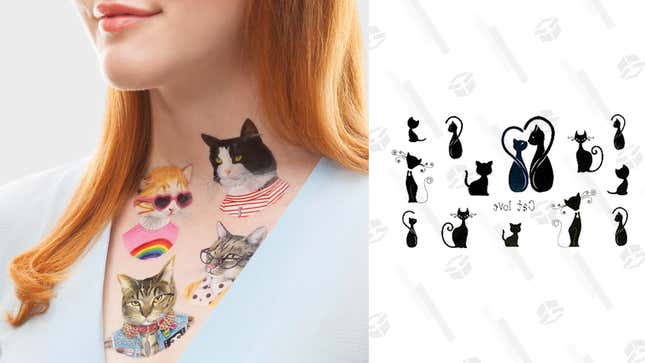 Tattly Temporary Tattoos Set, The Cat Club, $13
Oottati Small Cute Temporary Tattoo Cats Love Totem (2 Sheets), $6