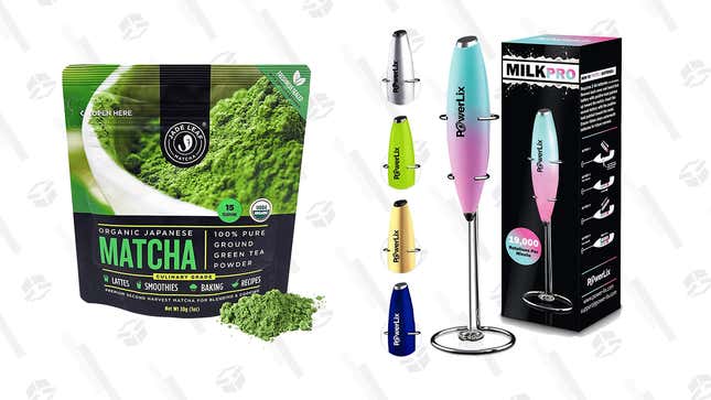 Jade Leaf Organic Matcha Green Tea Powder 1 oz. Bag | $8 | AmazonPowerLix Handheld Milk Frother (Multiple Options) | $12 to $16 | Amazon