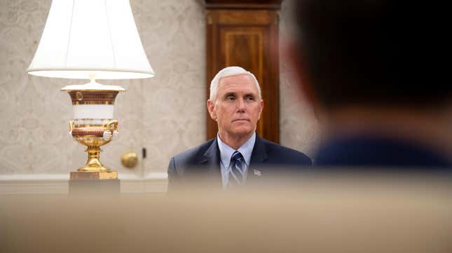 Image for article titled Bet Mike Pence Wishes He Wore a Mask!
