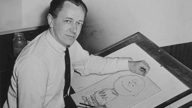 Image for article titled Charles Schulz Estate Releases Hundreds Of Rare, Never-Before-Seen Images Of Him Posing Next To An Easel