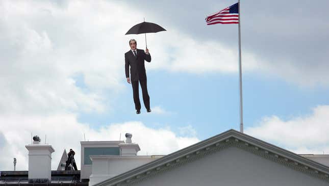 Image for article titled Robert Mueller Ascends Into Sky With Umbrella After Trump Family Promises They Learned Lesson About Honesty