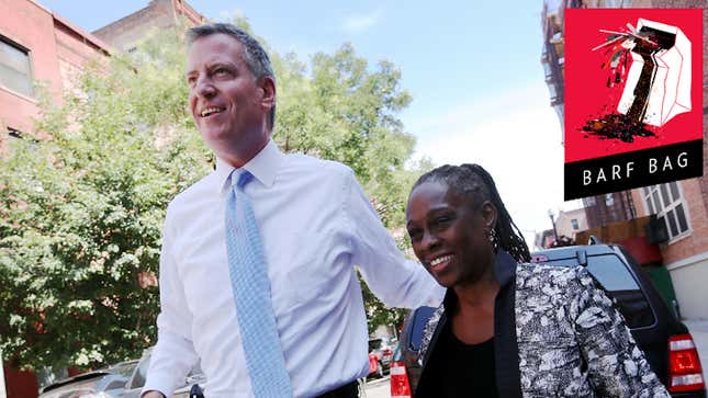 Image for article titled NYC Mayor Bill de Blasio Appears to Have Used Wife Chirlane McCray as a Literal Human Shield