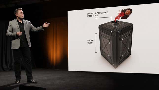 Image for article titled Elon Musk Gives Saudi Investors Presentation On New Autonomous Beheading Machine For Adulterers