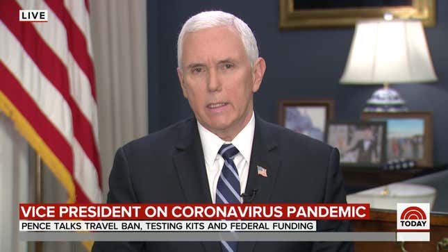 Image for article titled Watch Pandemic Expert Mike Pence BS His Way Through a Coronavirus Interview