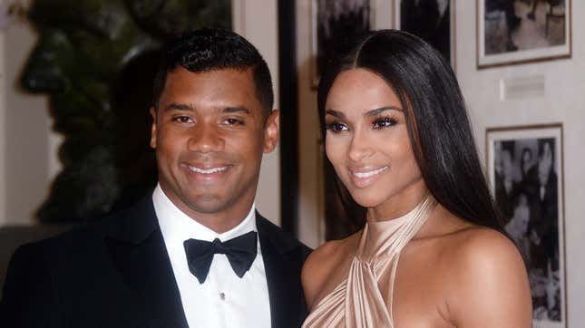 Russell Wilson from the Seattle Seahawks and Ciara Harris arrive for the State dinner in honor of Japanese Prime Minister Shinzo Abe And Akie Abe April 28, 2015 in Washington, DC. 