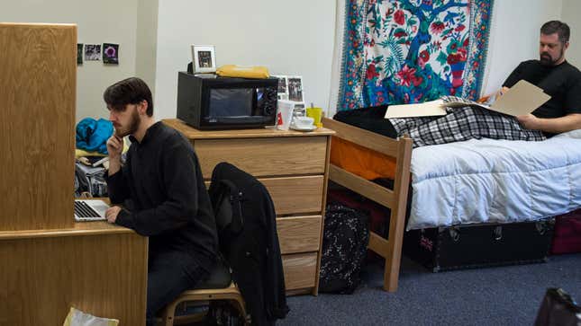 Image for article titled College Freshman Annoyed About Having To Room With 47-Year-Old Adjunct Professor