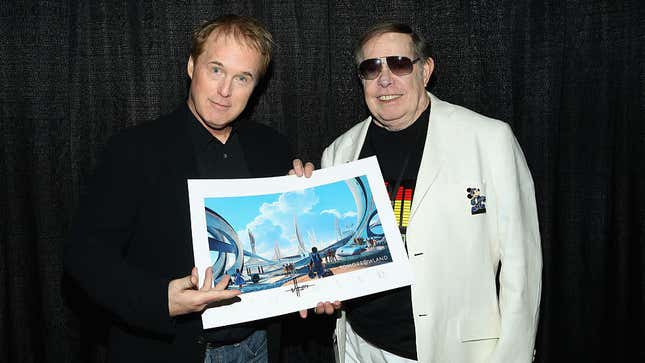 Syd Mead, right, with Tomorrowland director Brad Bird, left, in 2014.