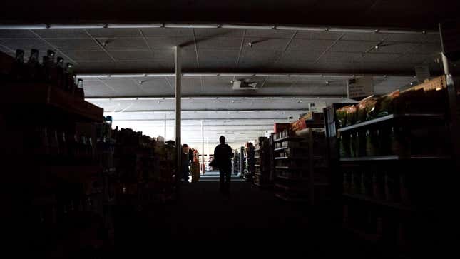 A darkened pharmacy in Sonoma, California. 