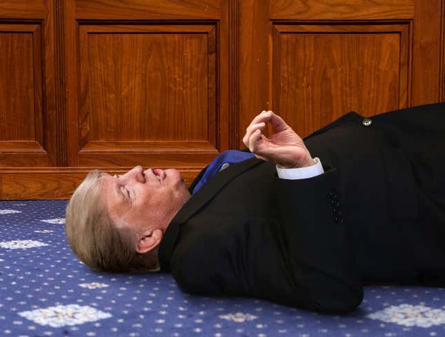Image for article titled Winded Trump Forced To Lie Down For Last Half Of Speech