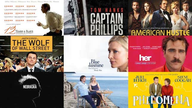 Image for article titled ‘12 Years A Slave,’ ‘Captain Phillips,’ ‘American Hustle,’ ‘Wolf Of Wall Street,’ ‘Blue Jasmine,’ ‘Dallas Buyers Club,’ ‘Her,’ ‘Nebraska,’ ‘Before Midnight,’ And ‘Philomena’ All Written During Same Continuing Education Screenwriting Class