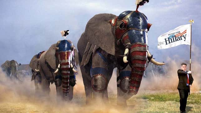 Image for article titled Sight Of 400 War Elephants On Horizon Marks Hillary Clinton’s Arrival In Swing State