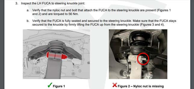Image for article titled Hammering Panels And Installing Missing Suspension Bolts: Tesla's Repair Guidelines Are Insight Into Its Manufacturing Problems