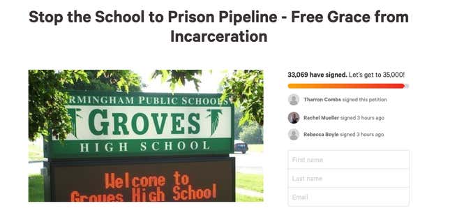 Image for article titled Following Viral Article, More Than 30,000 Call for Release of Black Teen Incarcerated for Not Doing Her Schoolwork