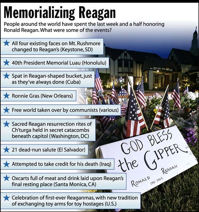 People around the world have spent the last week and a half honoring Ronald Reagan. What were some of the events?