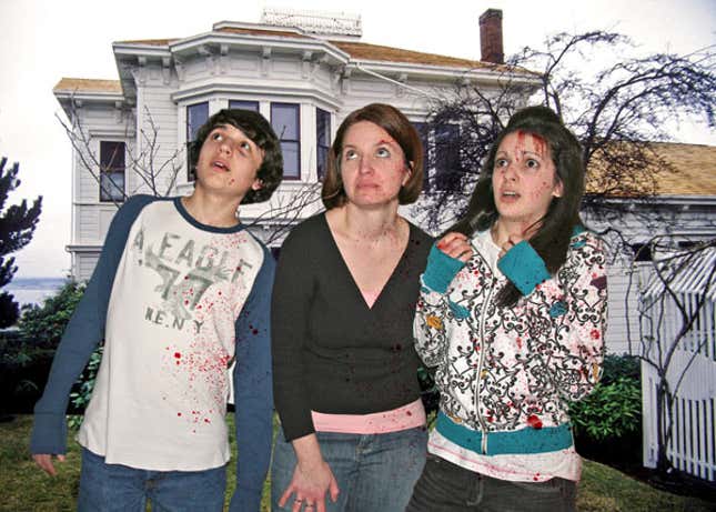 Local residents look on in—oh, no, this can't be happening.