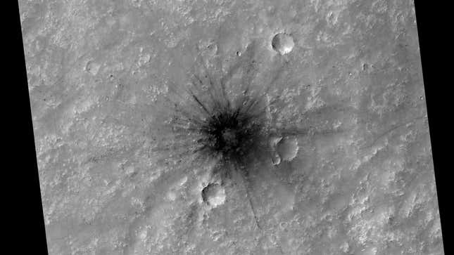 Black-and-white photo of the new crater.