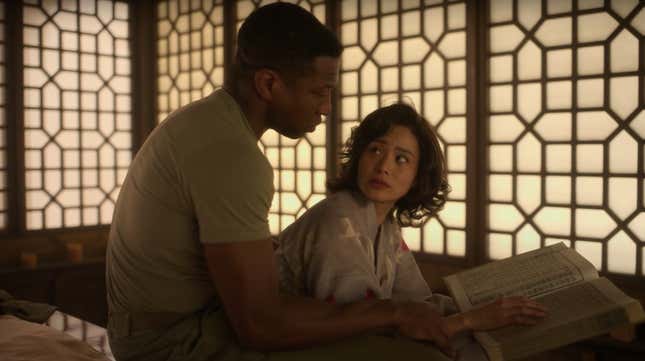 Jonathan Majors (Tic) and Jamie Chung (Ji-Ah) in Episode 6 of HBO’s Lovecraft Country.