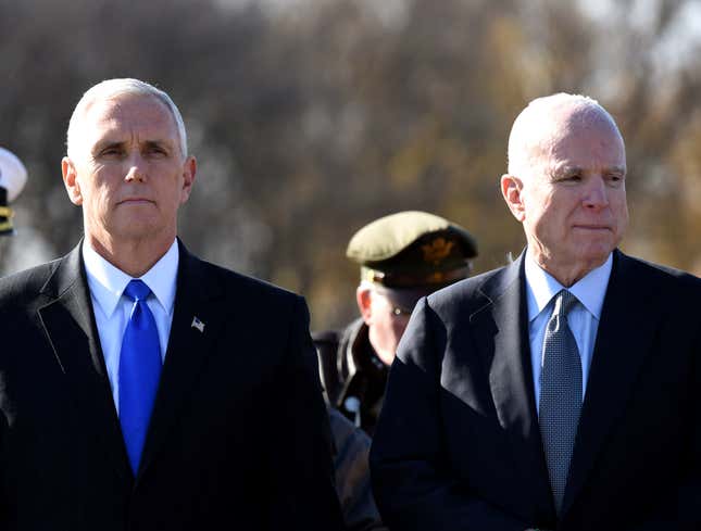 Image for article titled Excited Mike Pence Assures John McCain He Has His ‘Last Rites’ Kit Ready To Go Just In Case