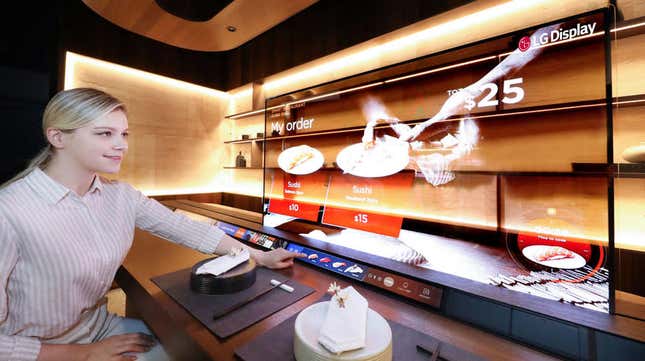 Image for article titled LG&#39;s Envisioning Futuristic Sushi Bars With Transparent OLEDs