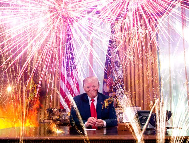 Image for article titled RNC Concludes With Massive Fireworks Display Inside Oval Office