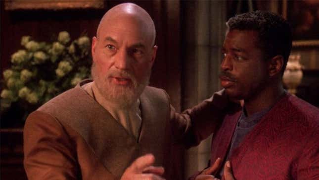 Patrick Stewart with the only hair on his head that could ever suit him.