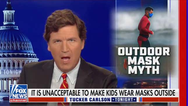 Image for article titled How Soon Until Someone Calls the Cops On a Child Wearing a Mask Because Tucker Carlson Told Them to?