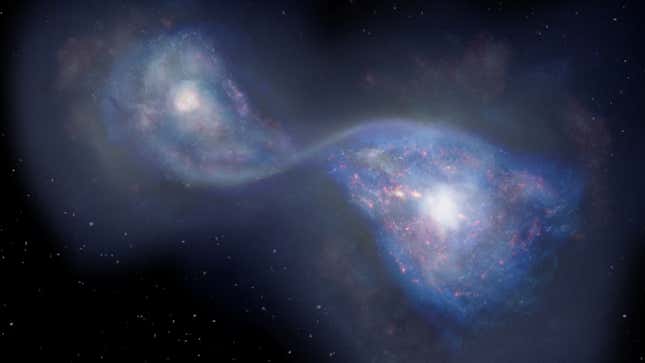 Artist’s impression of the merging galaxies.