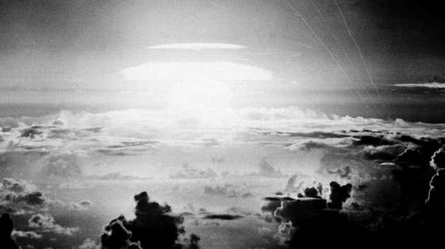 A hydrogen bomb detonated above Bikini Atoll on May 21, 1956.