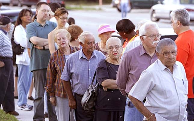 Bush supporters vote in Kendall, FL.