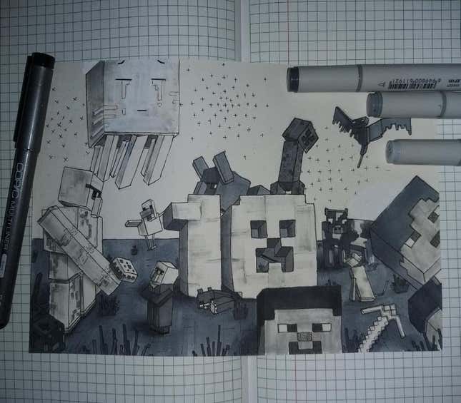 Image for article titled Minecraft Players Are Celebrating 10 Years With Cakes, Artwork And More
