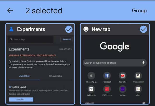 How to create tab groups in android s chrome browser