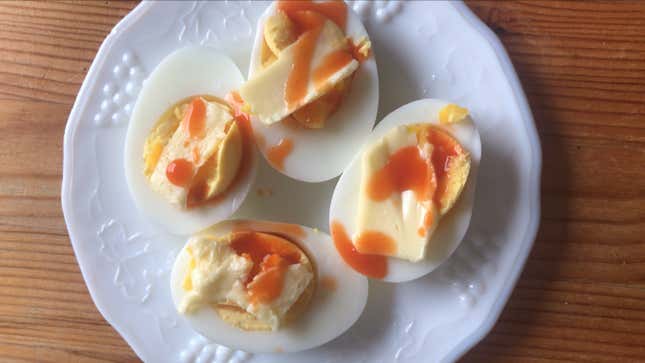 Hard-boiled eggs with butter and hot sauce is a top-tier breakfast.